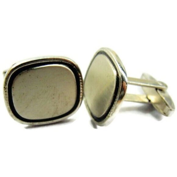 Foster Vtg 925 Sterling Silver Black Trim Cufflinks Shirts Tux Wedding Men Used - Picture 4 of 10